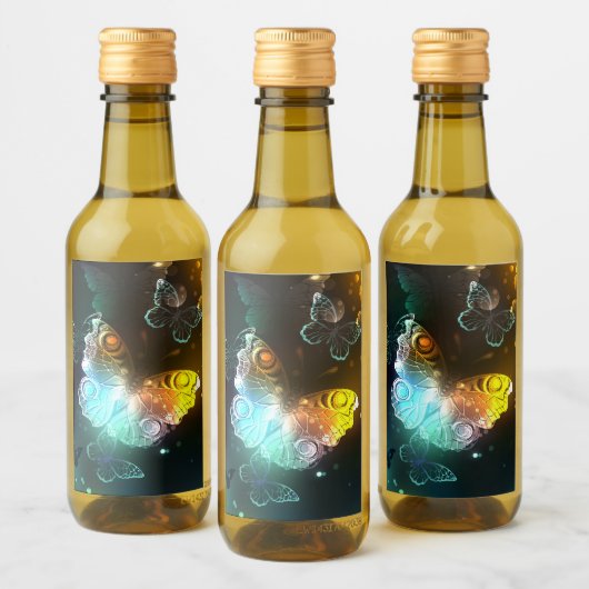 Lichtgevende vlinder en nachtvlinders wijn etiket (Flessen)