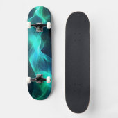 Lichtgevende vormen in blauwgroen en zwart persoonlijk skateboard (Voorkant)