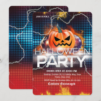 Lichtgevende Vuur Disco Pompoen Halloween Feest Kaart