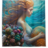 Lichtgevende Zeemeermin en Pareltjes Douchegordijn (Voorkant)