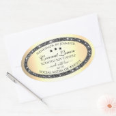 Lichtgevende Zilveren Glitter Goud Effect Product  Ovale Sticker (Envelop)