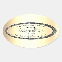 Lichtgevende Zilveren Glitter Goud Effect Product Ovale Sticker