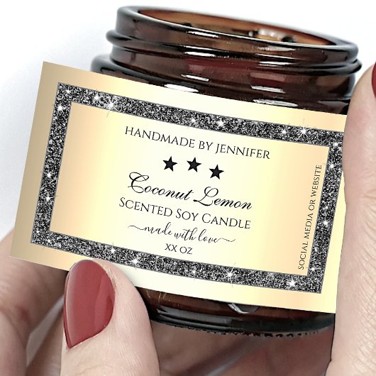 Lichtgevende Zilveren Glitter Goud Effect Product  Rechthoekige Sticker