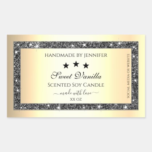 Lichtgevende Zilveren Glitter Goud Effect Product  Rechthoekige Sticker (Voorkant)