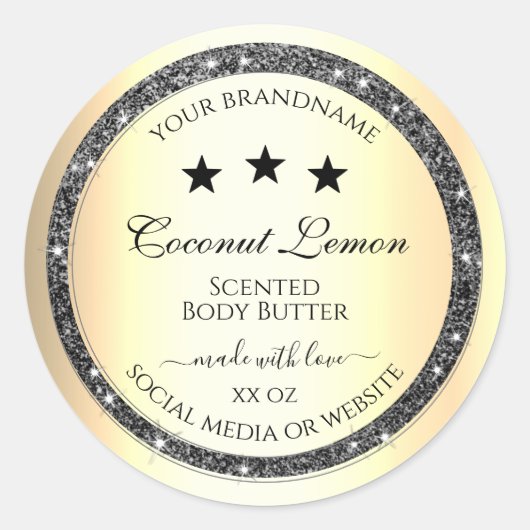 Lichtgevende Zilveren Glitter Goud Effect Product  Ronde Sticker (Voorkant)