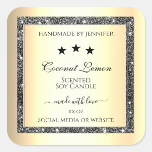 Lichtgevende Zilveren Glitter Goud Effect Product  Vierkante Sticker