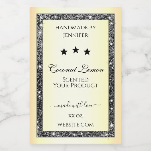 Lichtgevende Zilveren Glitter Goud Effect Product  Voedselcontainer Etiket (Enkel label)