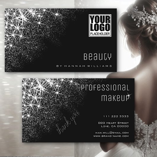 Lichtgevende Zilveren Glitter Sterren Professionee Visitekaartje