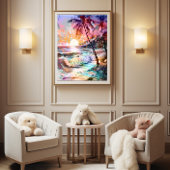 Lichtgevende Zonsondergang Muurkunst🌅 Canvas Afdruk