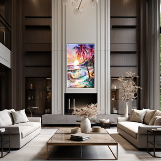 Lichtgevende Zonsondergang Muurkunst🌅 Canvas Afdruk