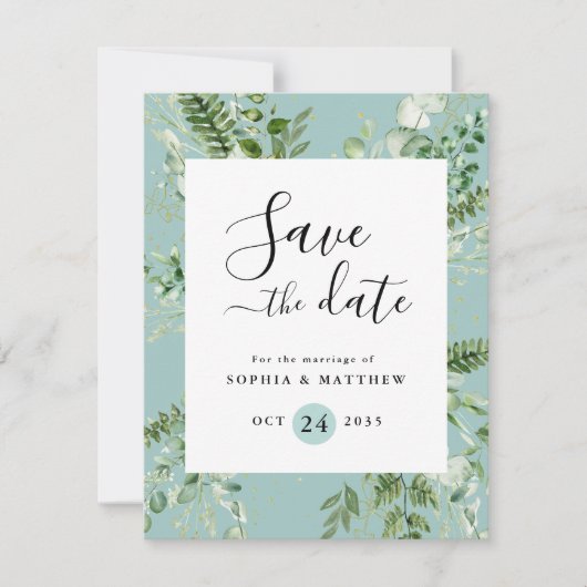 Lichtgewicht & blauwe eucalyptus Sla de datum op (Voorkant)