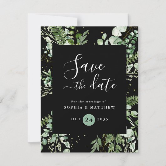 Lichtgewicht en zwarte eucalyptus Sla de datum op (Voorkant)