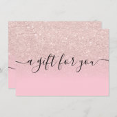lichtgewicht roos goudglitter roze cadeaubon (Voorkant / Achterkant)