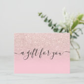 lichtgewicht roos goudglitter roze cadeaubon (Staand voorkant)