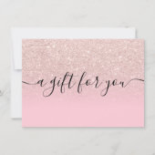 lichtgewicht roos goudglitter roze cadeaubon (Voorkant)