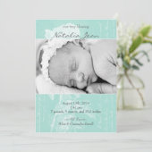 Lichtgloeiende geboorteaankondiging//Light Emerald Aankondiging (Staand voorkant)