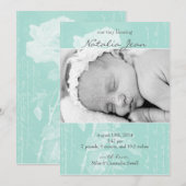 Lichtgloeiende geboorteaankondiging//Light Emerald Aankondiging (Voorkant / Achterkant)