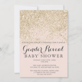 Lichtgoud glitter blush roze gender reveal baby kaart (Voorkant)