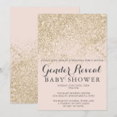Lichtgoud glitter blush roze gender reveal baby kaart (Voorkant / Achterkant)