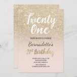 lichtgoud glitter ombre 21st Birthday Kaart<br><div class="desc">Faux light goudglitter ombre op blush roze 21st Birthday Een moderne 21e verjaardag met moderne, originele en eenvoudige faux lichte glitter-uitnodiging en handgeschreven stijl borsteltypografie op een volledig aanpasbare pastelroze kleur achtergrond. Als u een gewijzigde en aangepaste tekst nodig hebt, aarzel dan niet om contact met mij op te nemen!...</div>