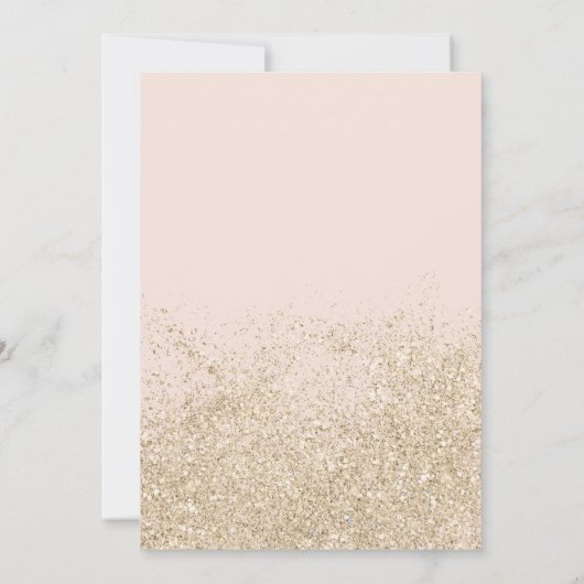 lichtgouden glitter blush roze elegante kerkbruine kaart (Achterkant)