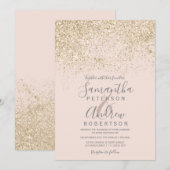 lichtgouden glitter blush roze elegante kerkbruine kaart (Voorkant / Achterkant)