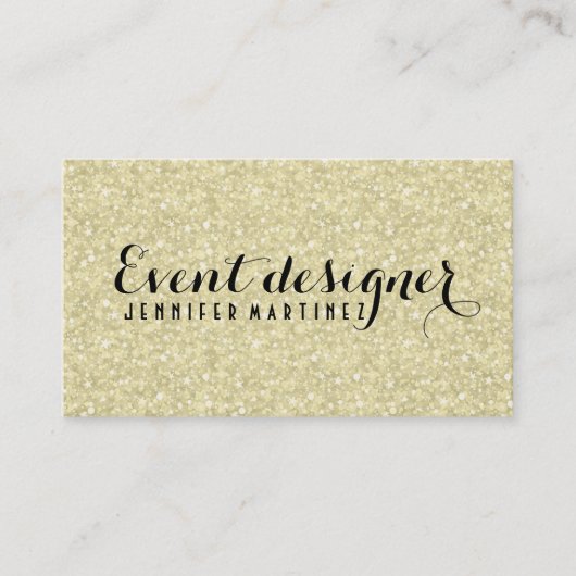 Lichtgouden Glitter en Sparkles Event Designer Visitekaartje (Voorkant)