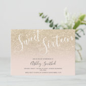 Lichtgouden glitter ombre roze Sweet Sixteen Kaart (Staand voorkant)