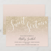 Lichtgouden glitter ombre roze Sweet Sixteen Kaart (Voorkant / Achterkant)