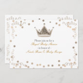 Lichtgouden Royal Crown & Confetti Party Invitatio Kaart (Voorkant / Achterkant)