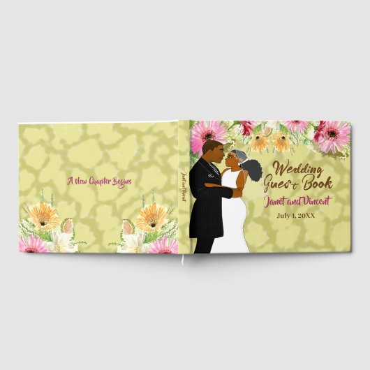 Lichtgouden Wildbloemen Afrikaans Amerikaans Paar Gastenboek (Volledig)