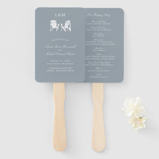 Lichtgrijs Adirondack Stoelen Bruiloft Handwaaier (Voorkant en achterkant)