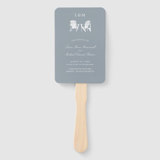 Lichtgrijs Adirondack Stoelen Bruiloft Handwaaier (Voorkant)