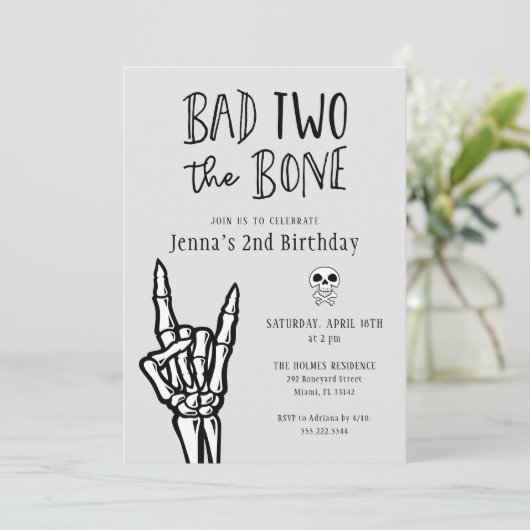 Lichtgrijs Bad Two The Bone 2e verjaardagsfeestje Kaart (Staand voorkant)