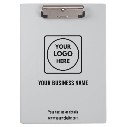 Lichtgrijs bedrijfslogo branding klembord (Voorkant)
