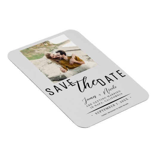 Lichtgrijs Bewaar de datum Foto Bruiloft Magneet (Rechterzijde)