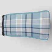 Lichtgrijs-blauw gestructureerd geruit golfheadcover (Voorkant)