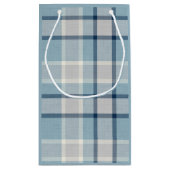 Lichtgrijs-blauw gestructureerd geruit klein cadeauzakje (Achterkant)