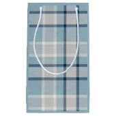 Lichtgrijs-blauw gestructureerd geruit klein cadeauzakje (Voorkant)