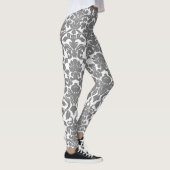 Lichtgrijs Bloemen  Damaskpatroon Leggings (Rechts)