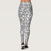 Lichtgrijs Bloemen  Damaskpatroon Leggings (Achterkant)