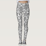 Lichtgrijs Bloemen  Damaskpatroon Leggings<br><div class="desc">Elegante,   en bijzondere leggings met een lichtgrijs bloemendamaspatroon. Andere kleuren zijn beschikbaar.</div>