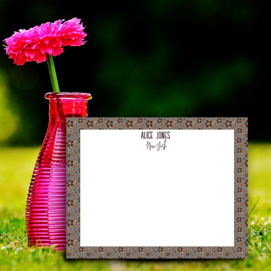 Lichtgrijs bruin patroon natuurlijke bloem notitieblok