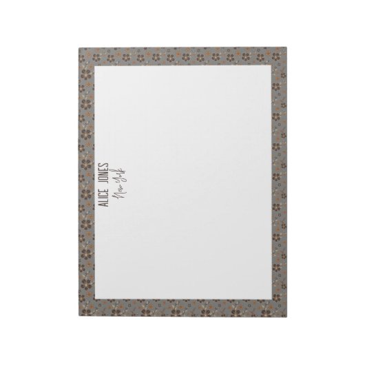 Lichtgrijs bruin patroon natuurlijke bloem notitieblok (Linkerzijde)