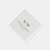 Lichtgrijs Eenvoudig Elegant paar Initialen bruilo Servet (Hoek)