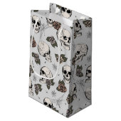Lichtgrijs Elegante Donkere Halloween Schedel Klein Cadeauzakje (Achterkant Gekanteld)