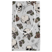 Lichtgrijs Elegante Donkere Halloween Schedel Klein Cadeauzakje (Voorkant)