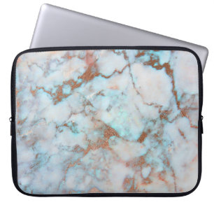 Lichtgrijs en bruin marmeren steenpatroon laptop sleeve