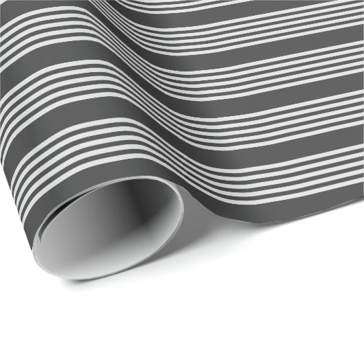 Lichtgrijs en houtskool met vijf strepen cadeaupapier (Rol Hoek)