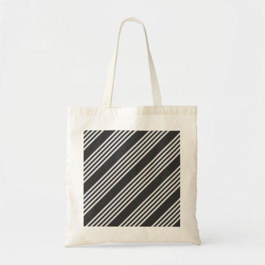 Lichtgrijs en houtskool met vijf strepen tote bag (Voorkant)